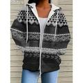 Veste à capuche à sweat-shirt pour femmes à manches longues hoodie zippé avec poche léger décontracté micro-élastique oversized géométrique rayée actif vintage sports à cordon rouge bleue violette