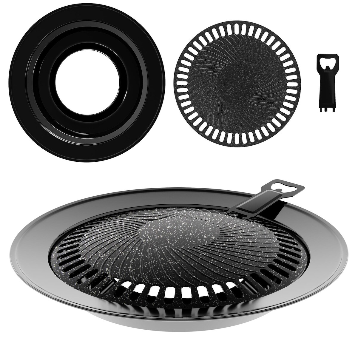 EVOCAMP Grillplatte für Gaskocher rund 32 cm, antihaftbeschichtete Grillpfanne, BBQ Outdoor Zubehör Image