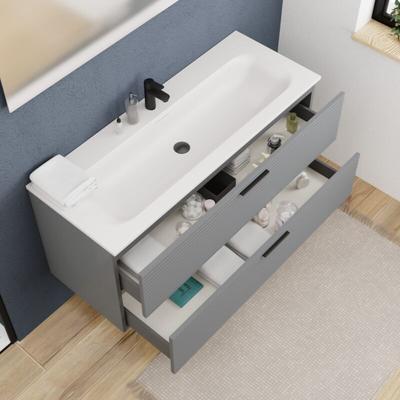 Ceramia Komplettset 120 cm: Waschbecken matt weiß + FSC-zertifiziertes Möbelstück dunkelgrau Image