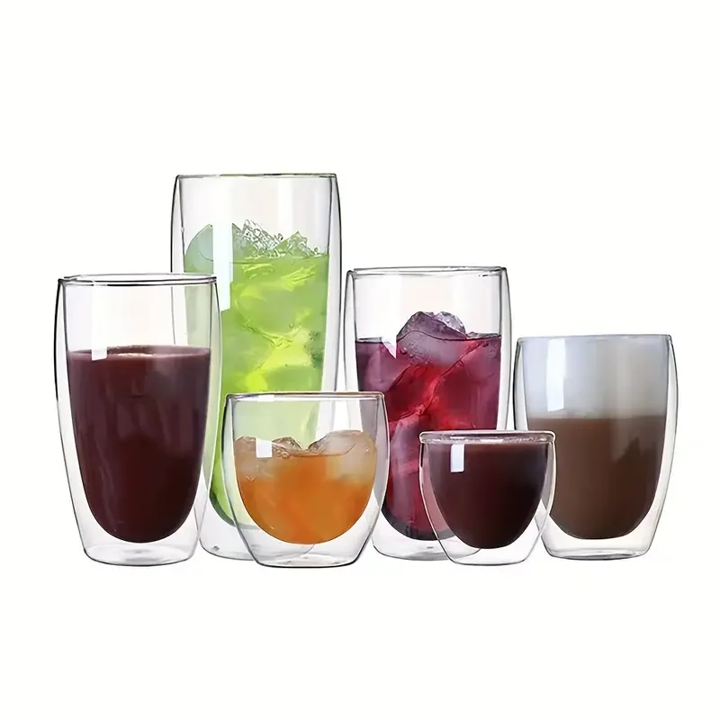 1pc Doppel Wand Isolierte Glas Tasse 80/150/250/350/450ml Espresso Tassen isolierte Thermische Glas Kaffee Becher Milch Saft Wasser Tasse Image