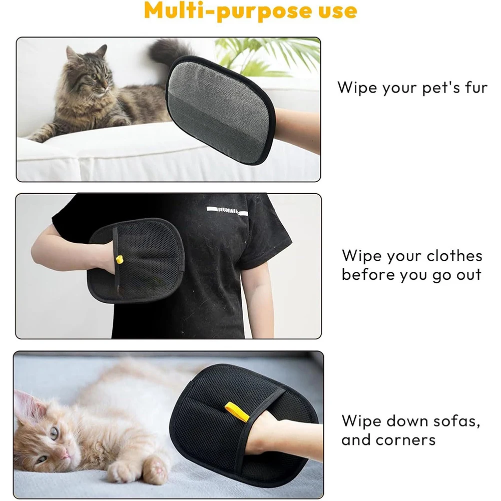 Pet Hair Remover Mitt Pet Grooming Handschuhe Pet Hair Remover Handschuhe für Hund Katze Kaninchen mit langen/kurzen/lockigen Haaren Image