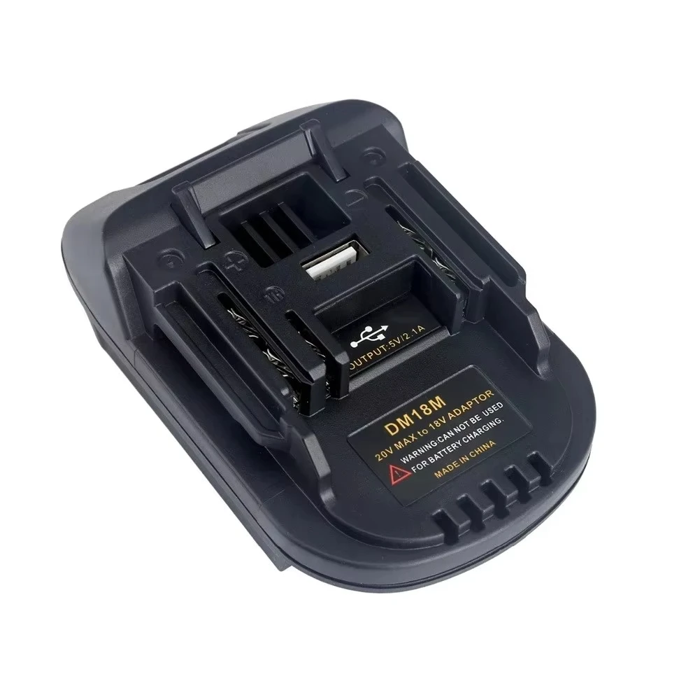 DM18M Batterieadapter mit USB-Ladeanschluss für Dewalt 20V/Milwaukee 18V Akku, umwandelbar zu Makita 18V BL1830 (nur Adapter) Image