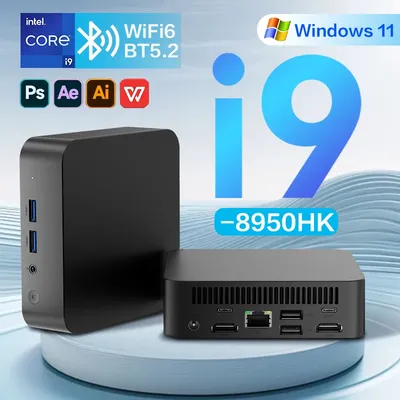 New Intel Core i9 8950HK Mini PC Computer Windows 11 Mini PC Gaming 16GB DDR4 1TB SSD Computer 4K 60Hz Mini Desktop PC Portable