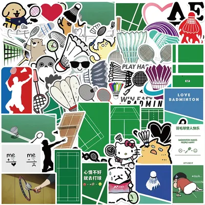 10/30/50pcs Cartoon Animal Play Badminton Stickers Funny Decal DIY Notebook Phone Bike Laptop Motorcycle Waterproof Graffiti Toy