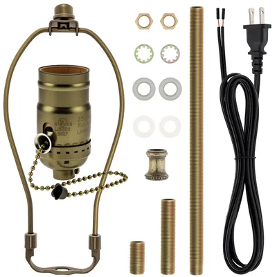 Lamp Rewire Kit Pull Chain Lamp Socket Lamp Wiring Kit with Matching Cord Lamp Harp Set for Table Floor Lamp / DIY Lamps