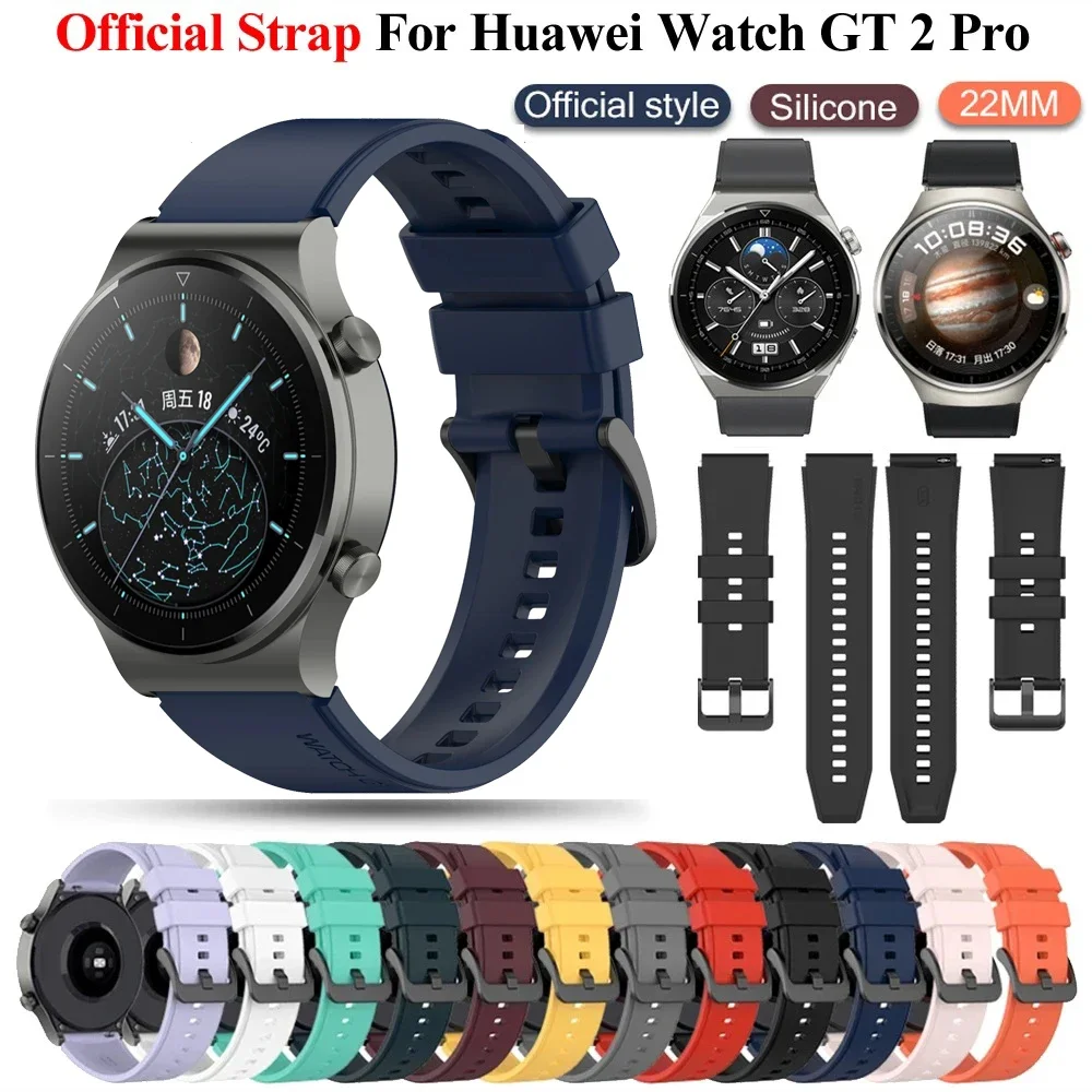 20 22 mm offizielles Silikon-Gt2 Pro-Armband für Huawei Watch GT2 3 4 5Pro 46 mm GT2e GSPro ES GS4 3i ES Buds/GT Runner-Armband Image