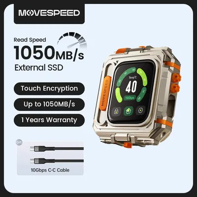 MOVESPEED GD10 1050MB/s External SSD 2TB 1TB Touchscreen Encryption USB3.2 Gen2 Type C Hard Drive for iPhone 15/16 PS4 PS5 PC