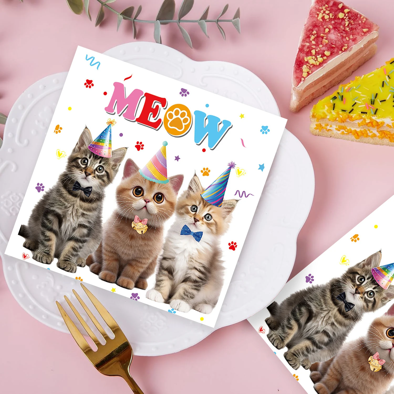 20 stücke 33*33 cm 2-lagige Neue Drei Katzen Gedruckt Papier Servietten Pet Kinder Thema Party servietten Dekorative Papier Tischsets Image