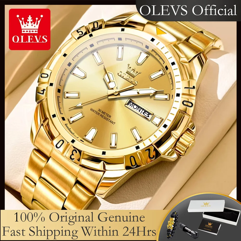 OLEVS 5560 Luxus Marke Mann Quarzuhr Wasserdichte Edelstahl Armband Uhren für Männer Dual Kalender Business Männer Armbanduhr Image