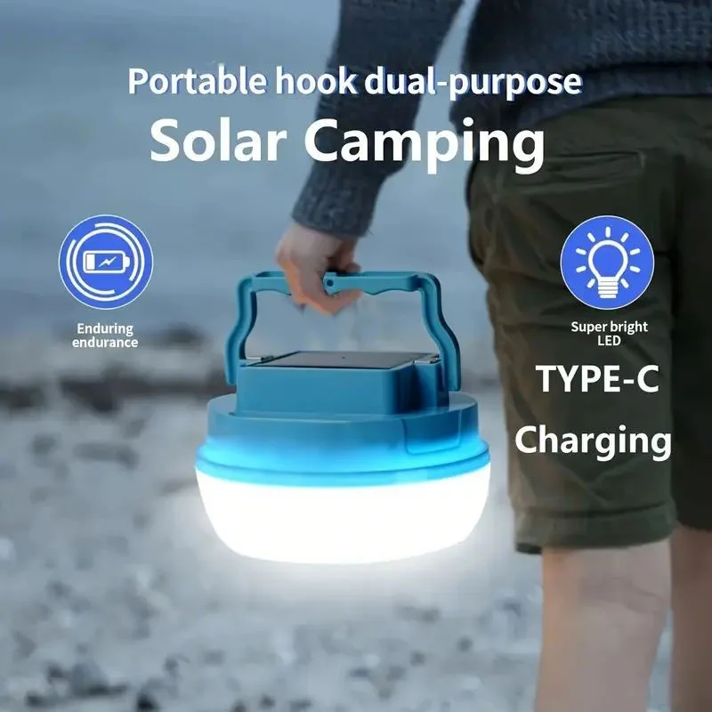 Tragbare Solar-LED-Campingleuchte mit Magnetfuß und Schnellhaken, 3 Beleuchtungsmodi, geeignet für langfristige Outdoor-Camping Image