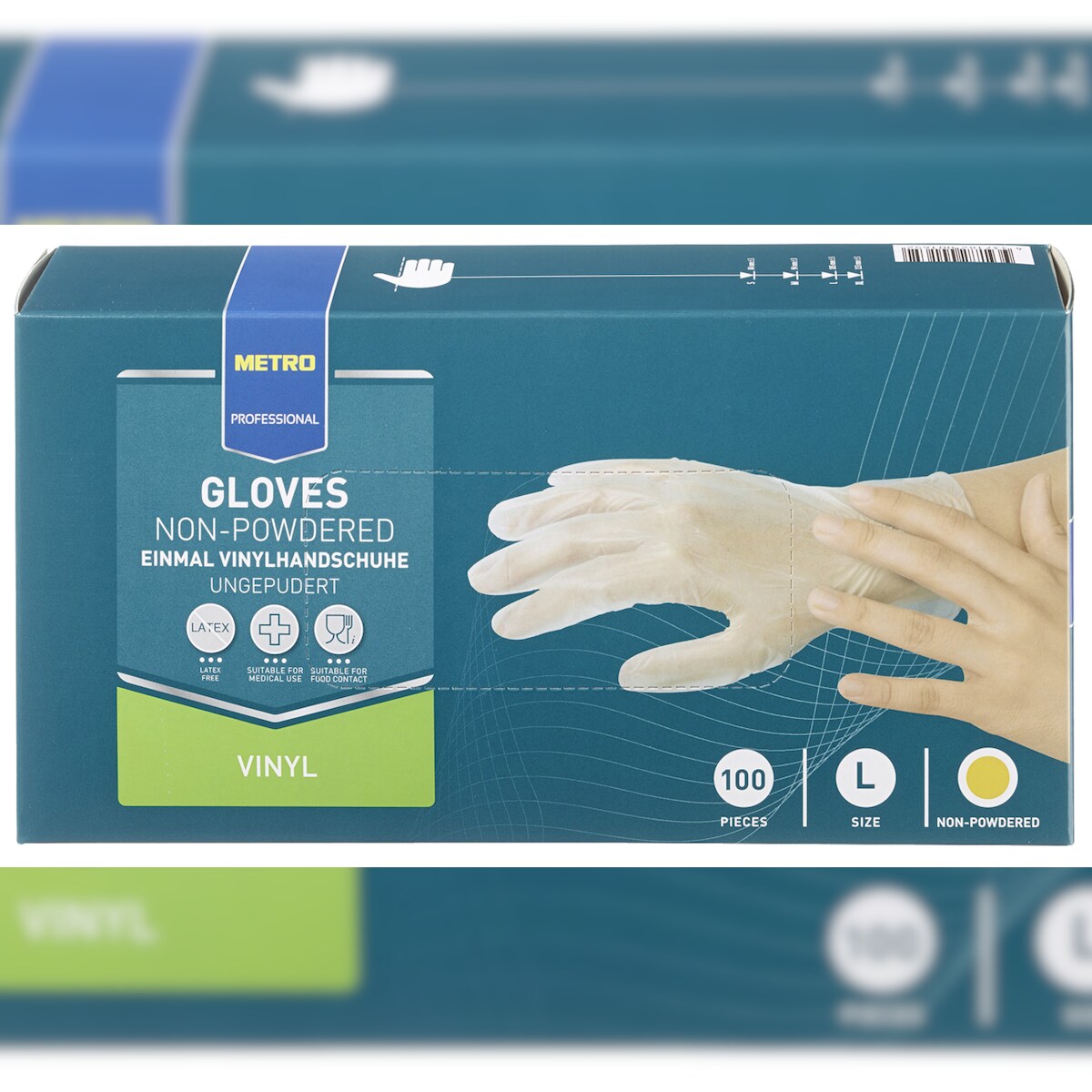 METRO Professional Vinyl Handschuhe Transparent Ungepudert Gr L - 100 Stück Image