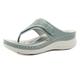 YUTUGTSJ Women Summer Solid Color Slip On Casual Open Toe Wedges Soft Bottom Breathable Slippers(Green,7 UK)