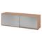 bümö Lowboard Schiebetürenschrank in Nussbaum/Silber - Büromöbel Sideboard aus Holz, 160 cm breit, Büroschrank nur 40 cm schmal, Büro Schrank mit