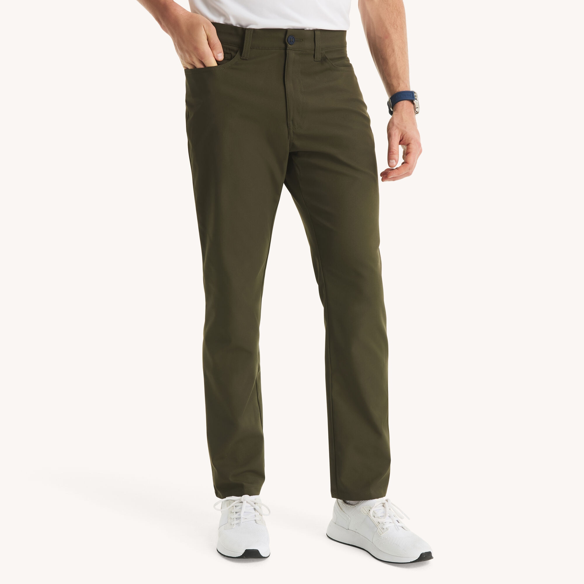 Nautica Men's 5-Pocket Performance Pant 301 (Olive), 34x32