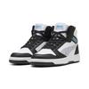 Sneaker PUMA "REBOUND V6 MID SPACE BELLE JR", Gr. 39, puma schwarz, lila crush, puma weiß, Synthetik, sportlich, Schuhe
