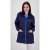 Regenmantel DEPROC ACTIVE "ROBSON LONG WOMEN", Damen, Gr. 40 (M), blau (navy), 100% Polyester, casual, Langarm mit innenliegendem Gummizug, Mäntel, auch in Großen Größen erhältlich