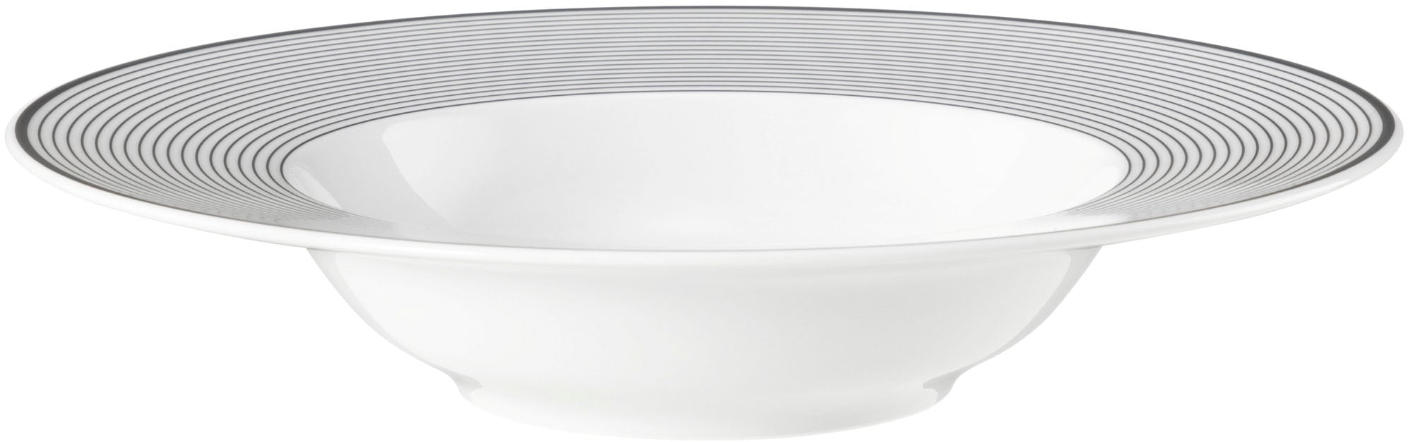 Suppenteller SELTMANN WEIDEN "No Limits Moments", grau (weiß, anthrazit), B:23,7cm H:4,8cm L:23,7cm T:23,7cm Ø:23,7cm, Porzellan, Speiseteller, Teller rund 23,5 cm