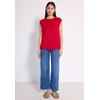 T-Shirt STREET ONE STUDIO, Damen, Gr. 38, rot (mandarin rot), Stoff, 80% Polyester, 20% Viskose, unifarben, casual, normal normal, U-Boot-Ausschnitt, ohne Ärmel abgesteppt, Shirts, mit Elastiksaum und Tunnelzug