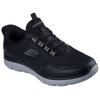 Slip-On Sneaker SKECHERS "SUMMITS", Herren, Gr. 50,5, schwarz (schwarz, grau), Textil, casual, Schuhe, Freizeitschuh, Schnürschuh mit Memory Foam