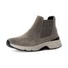 Chelseaboots GABOR ROLLINGSOFT, Damen, Gr. 39, grau (taupe), Veloursleder, Elastischer Einsatz, sportlich, Schuhe, Plateau, High Top-Sneaker, Schnürschuh mit Grip-Profil