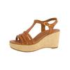 Keilsandalette PAUL GREEN "Paul Green Sandalen Glattleder", Damen, Gr. 40,5, braun (cognac), Glattleder, casual, Schuhe