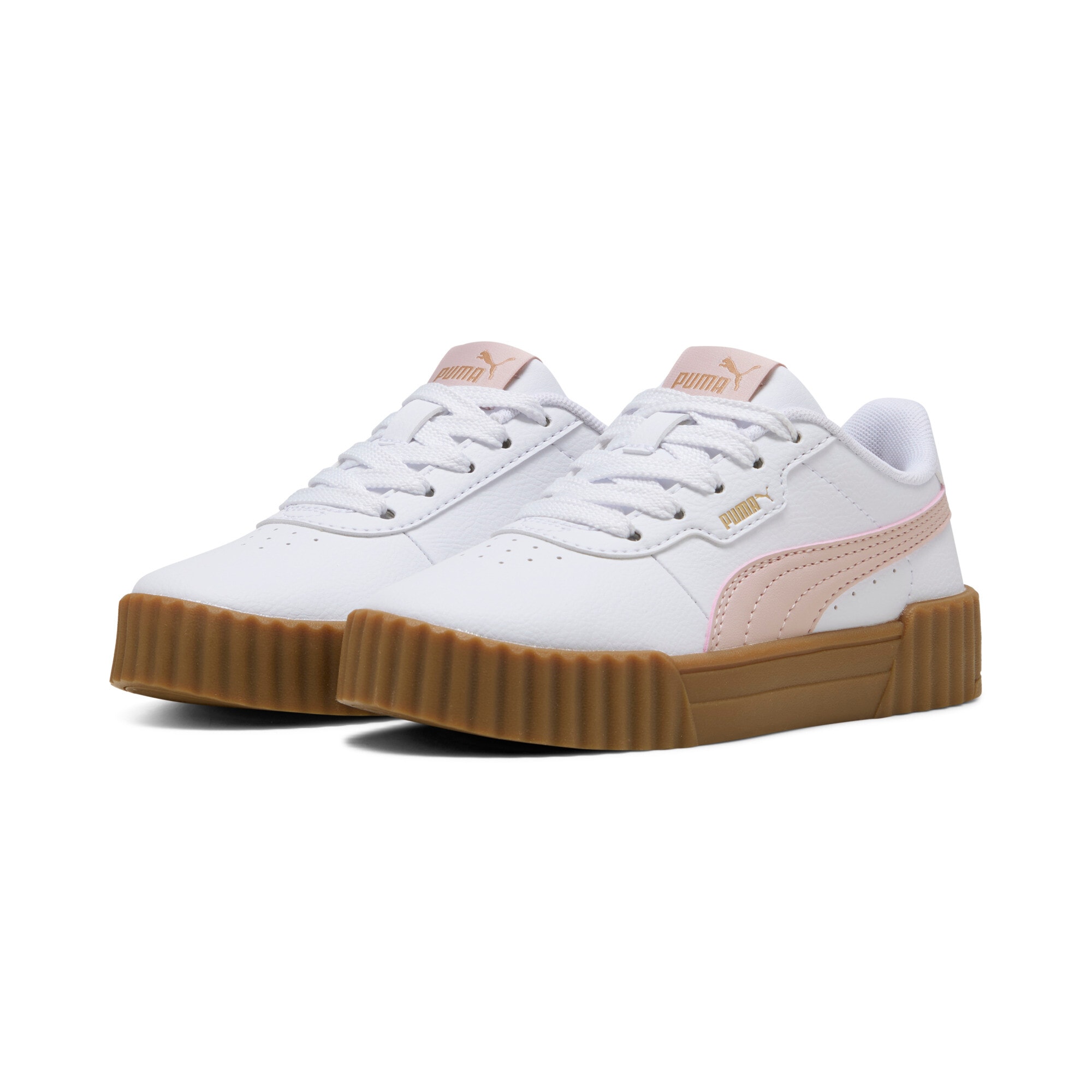 Sneaker PUMA "CARINA 3.0 PS", Mädchen, Gr. 32, weiß (puma weiß, mauve mist), unifarben, Schuhe Sneaker