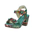 Riemchensandale LAURA VITA "LAURA VITA Sandalen Leder", Damen, Gr. 38, grün, Leder, casual, Schuhe