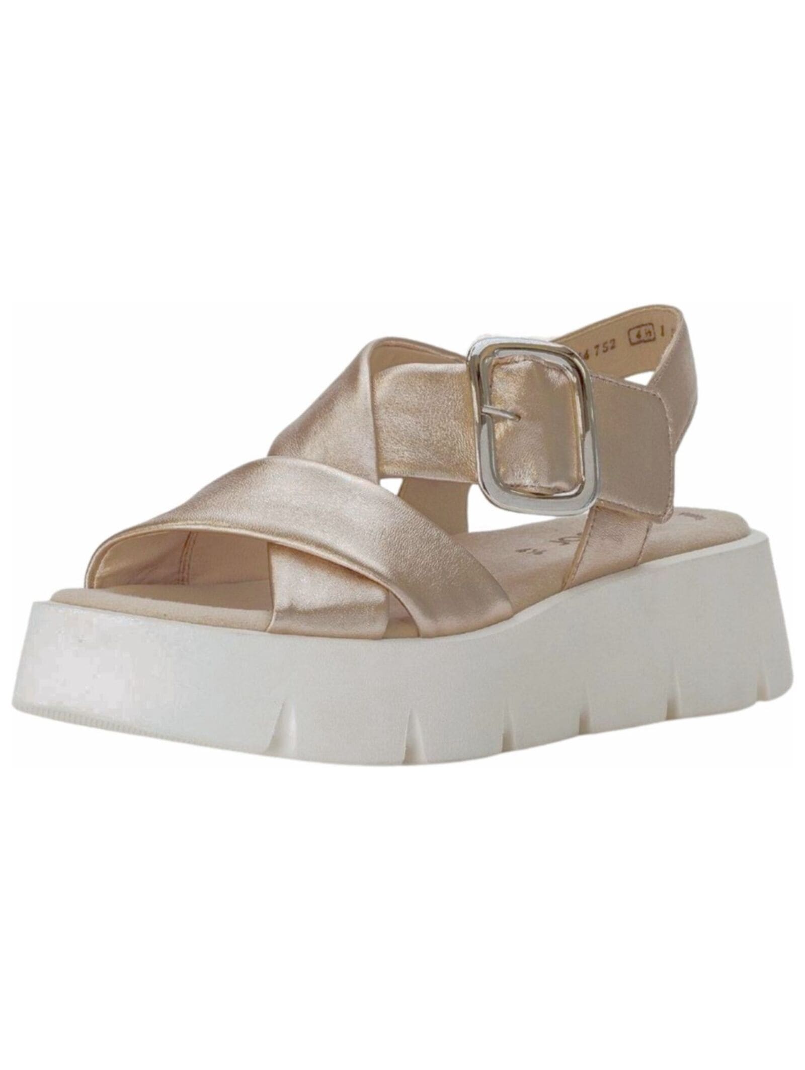 Keilsandalette GABOR "Gabor Sandalen Leder", Damen, Gr. 40,5, puder, Leder, Schuhe Image