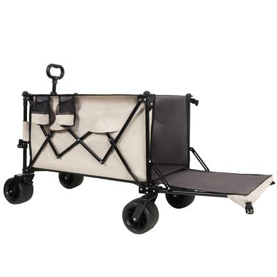 480lb Heavy Duty Foldable Wagon Extended Tailgate All Terrain Wheels Black Gray