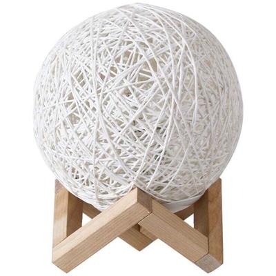LED-Nachtlicht, Nachttischlampe, Rattan-Holz, Atmosphärenlicht, USB wiederaufladbar. Die Image