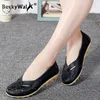 Große größe sommer frauen wohnungen schuhe aus echtem leder schuhe frau cut-outs loafers beleg auf atmungsaktiv casual frauen schuhe WSH2685