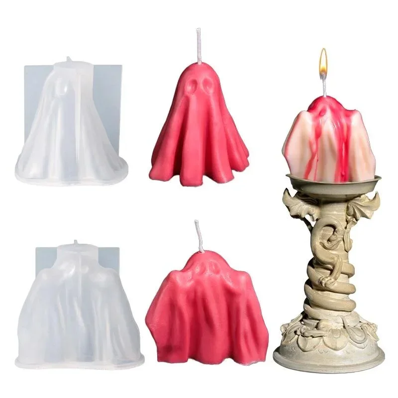 Neue Kreative Handgemachte Mantel Geist Halloween Kerze Form DIY Aromatherapie Kerze Formen Geist Mantel Form Wohnkultur Image