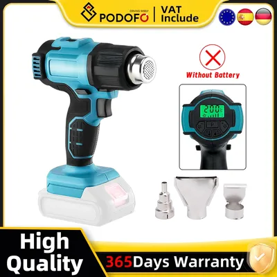 Podofo Brushed Cordless Heat Gun 2 Speed Portable Electric Hot Air Gun for DIY Shrink Wrapping Soldering Temperatures Adjustable