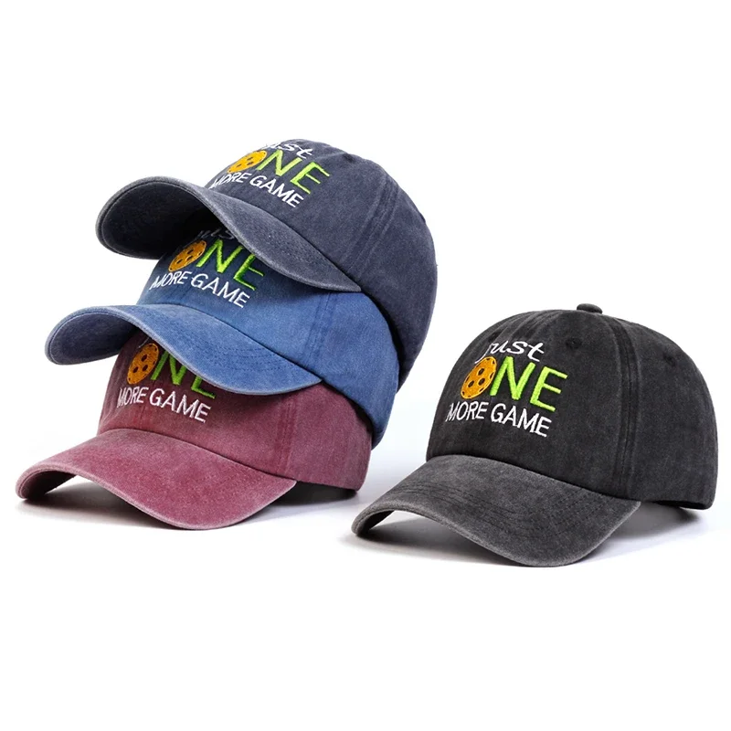 Unisex JUST ONE MORE GAME Stickerei Wash Baseball Caps Frühling Herbst Outdoor Einstellbare Casual Hüte Sonnenschutz Hut Sport Kappe Image