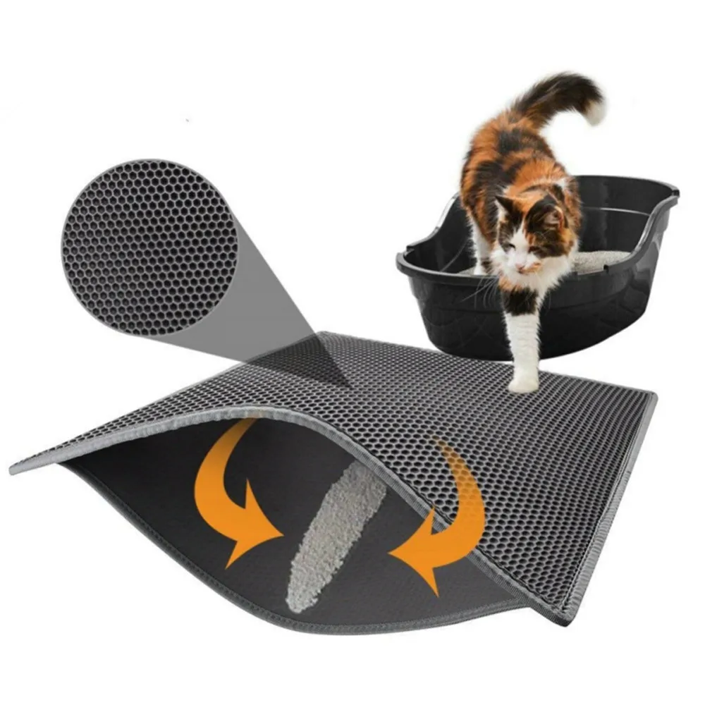 Pet Katzenstreu Matte Wasserdicht EVA Doppel Schicht Katzenstreu Trapping Pet Wurf Box Matte Sauber Pad Produkte Für Katzen zubehör Image