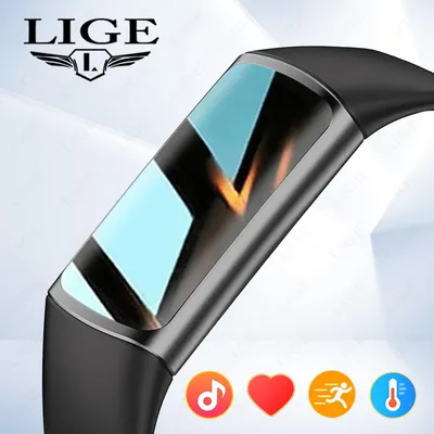 LIGE Outdoor Sport Smart Bracelet Fitness Tracker Watch For Man Women AMOLED Screen Waterproof Smart Bracelet For Android IOS
