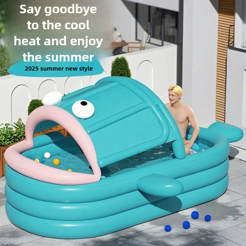 Aufblasbares Schwimmbadmarkise mit hässlichem Fisch, Wasserspielbecken für Erwachsene und Kinder, Zelt im Freien, Wasserspiel, Sonnenschutz Image