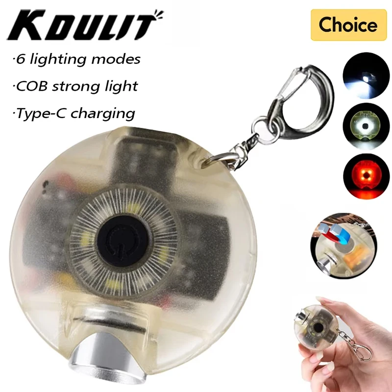 Mini-Schlüsselanhänger-Taschenlampe, Taschenlampe, USB wiederaufladbar, multifunktional, wasserdicht, fluoreszierend, magnetisch, Warnung, Campinglampe