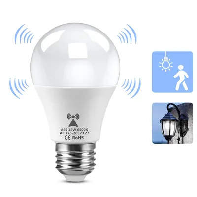 12W 220V LED Night Light Lamp Built-in Radar Motion Sensor/Light Sensor E27 LED Bulb For Corridor Stair Outdoor Garden Lighting