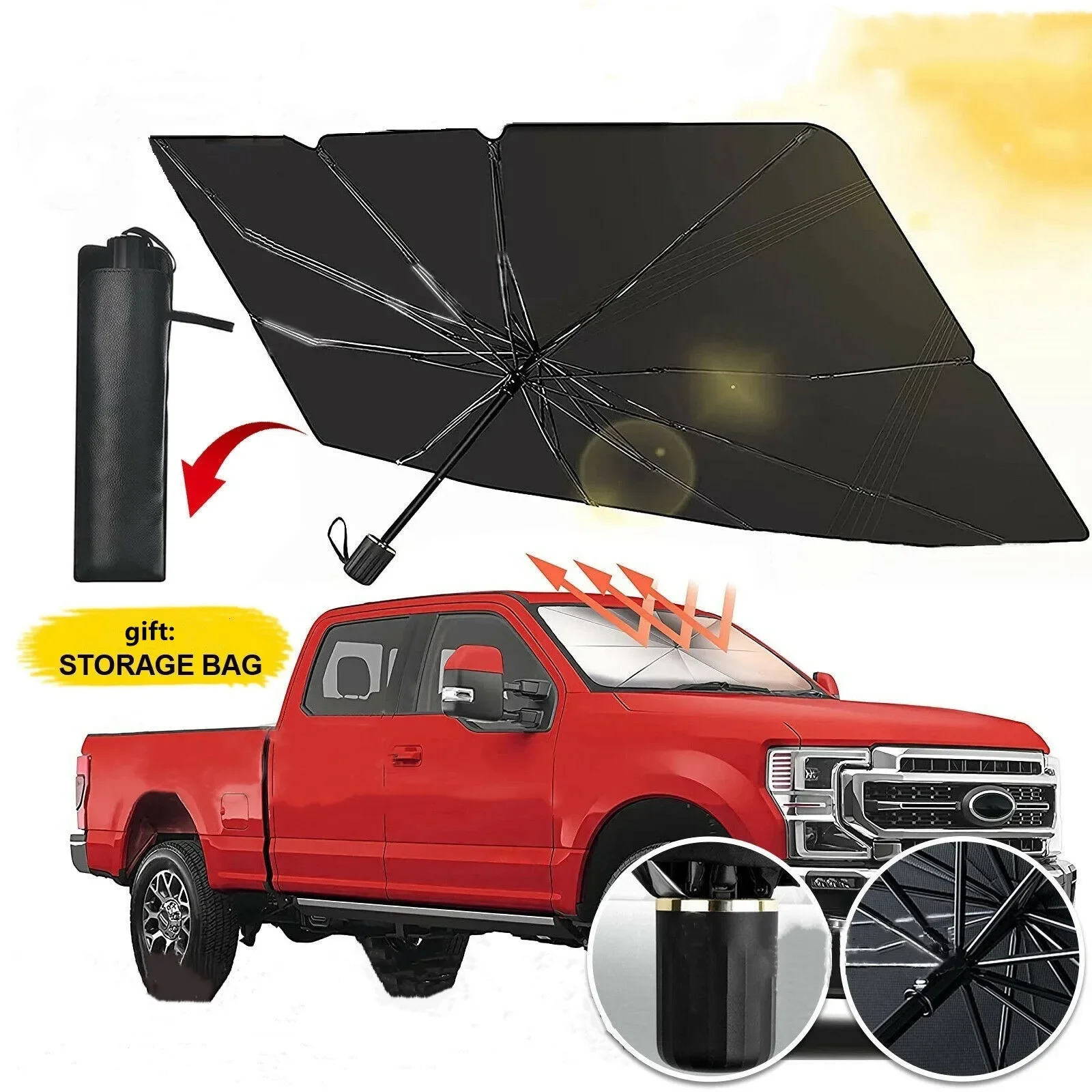 Faltbare Auto Windschutzscheibe Sonnenschirm Regenschirm Typ Fenster Sommer Sonnenschutz Wärmedämmung Tuch Schatten Für Auto Front Schattierung Image