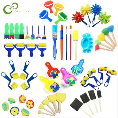Kinder Kleinkind Schwamm Stempel Pinsel Kits Blume Zeichnung Spielzeug für Kinder Malen Pädagogisches DIY Kunst Handwerk Kreativität Werkzeuge DDJ Image