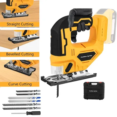 Elektrische gebogene Säge, kabellose elektrische Stichsäge, kabellose Stichsäge, multifunktionales, verstellbares Holzbearbeitungs-Elektrowerkzeug für Dewalt-Akku