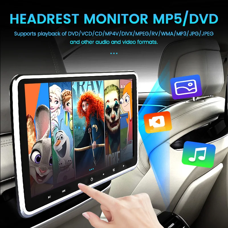 MEKEDE 10,1 Zoll Auto Hinten Unterhaltung Monitor 1024*600 DVD USB/SD/AV/LCD Touch Screen Fernbedienung Spiel TV Tragbare Player Image
