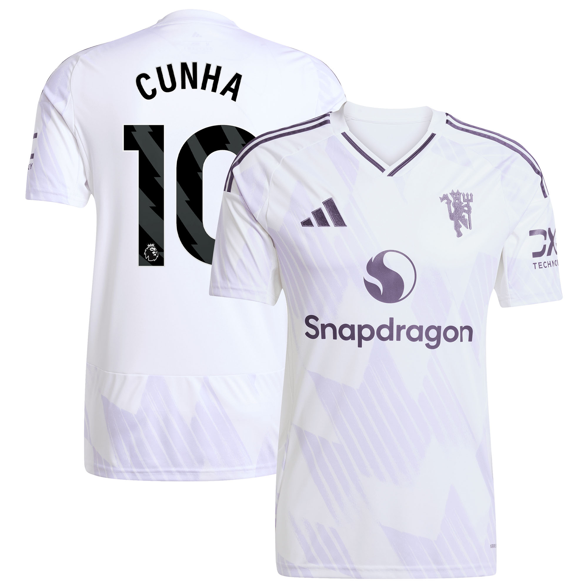"Manchester United adidas Auswärtstrikot 2025-26 mit Aufdruck Cunha 10" Image