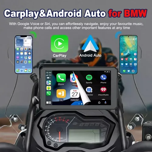 7 pouces pour BMW Portable Gps Navigation moto navigateur sans fil CarPlay Android Auto avec Bluetooth Ipx7 étanche HD IPS
