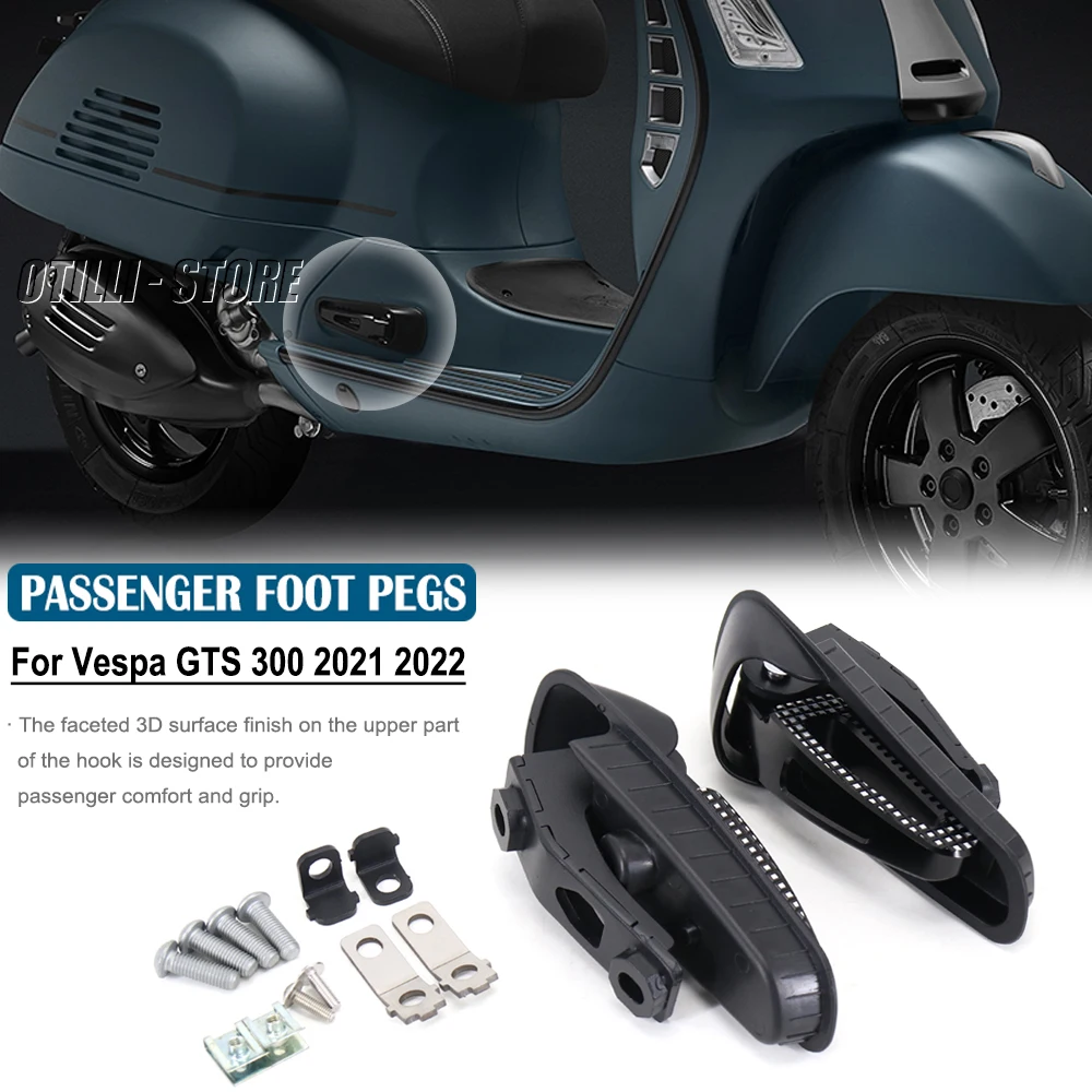 Neue hintere Beifahrerfußrasten für Vespa GTS 300 2015–2025, Halterung, Fußstützen, Fußrasten, GTS 300, Fußstützen, Zubehör, GTS 300 Super Image