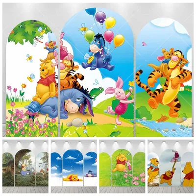 Disney Winnie the Pooh Tigger Girl Boys Birthday Gift Party Cartoon Arch Backdrop Custom Kids Room Photo Poster Decor Background