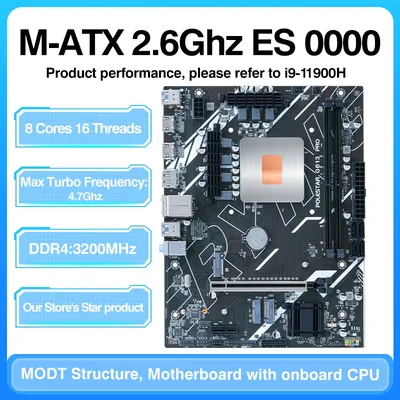 DIY Gaming Computer Motherboard with Onboard 11th Kit IntelCore CPU 0000 ES 2.6GHz (Refer to Kit i9 1198** i9 11900) DDR4