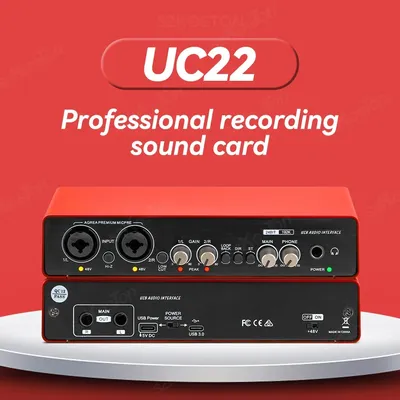 AMIXSQ22 Audio Interface for Recording Computer Free Drive USB External Sound Card for Pc Pro Audio Equipment Professional Video