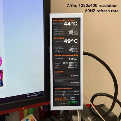 7.9in PC Temp Monitor Metal Case CPU GPU SSD Data Temperature Monitor Panel for AIDA64 Hardware Driver Board PC Mini Monitor